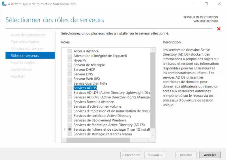 Installation Windows Server 2019