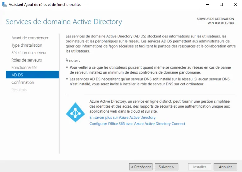 Installation Windows Server 2019