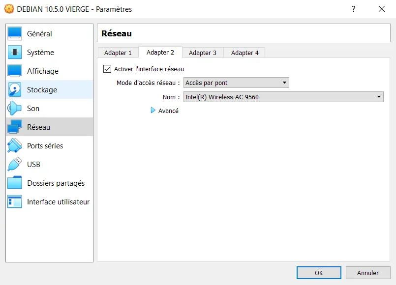 Configuration Virtual Box