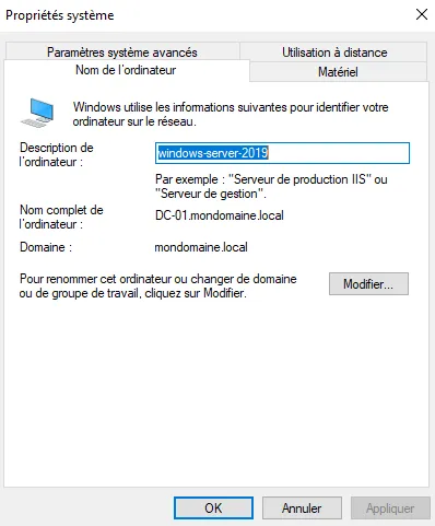 Installation Windows Server 2019