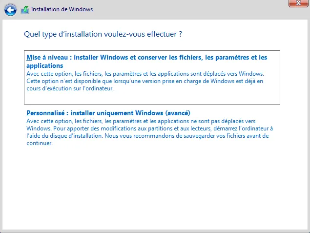 Installation Windows Server 2019