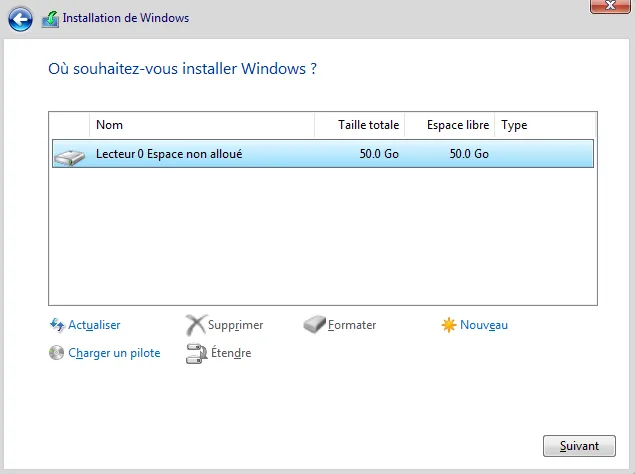 Installation Windows Server 2019