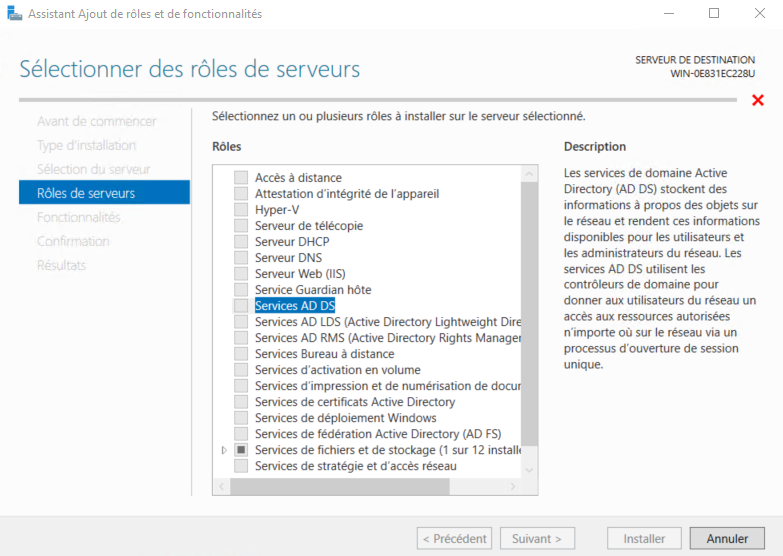 Installation Windows Server 2019