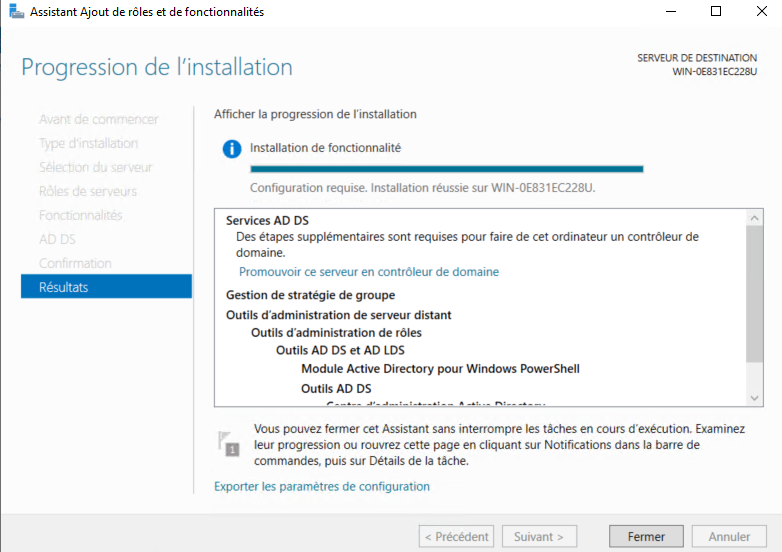 Installation Windows Server 2019