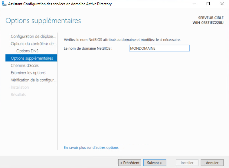 Installation Windows Server 2019