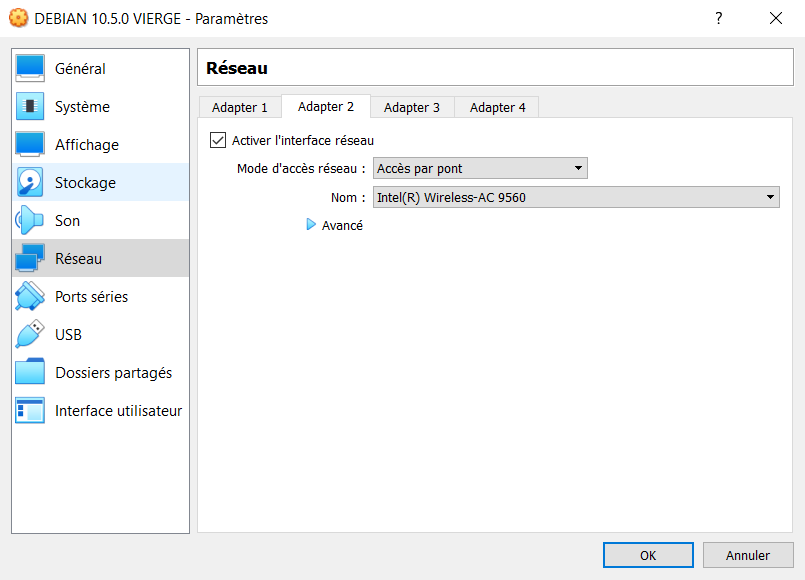 Configuration Virtual Box