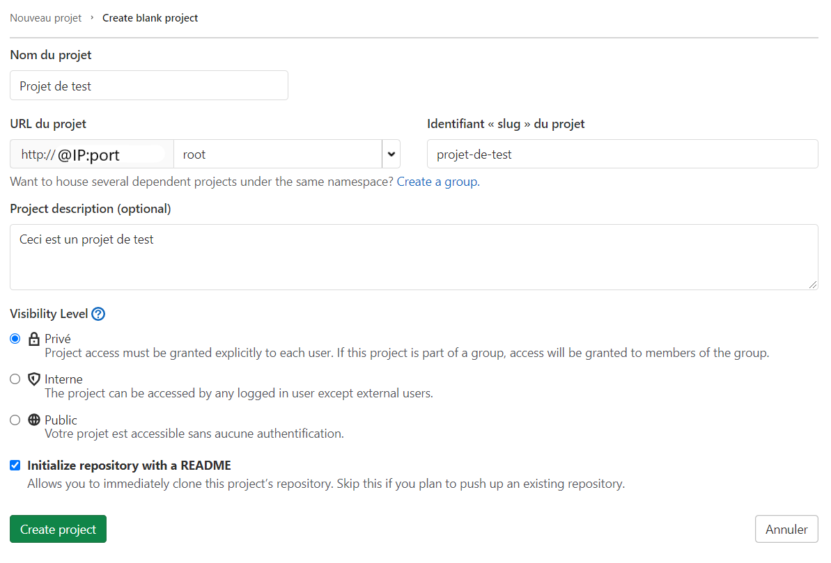 Configurer un nouveau projet