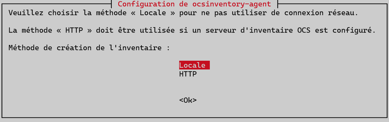 Ecran de configuration