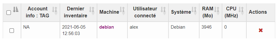 Ecran de configuration