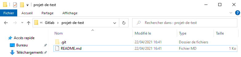 Aperçu du dossier cloné
