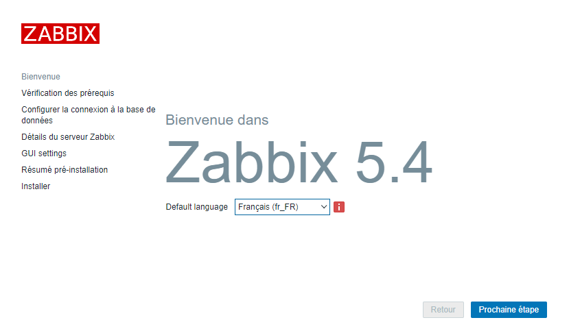 Zabbix écran de configuration